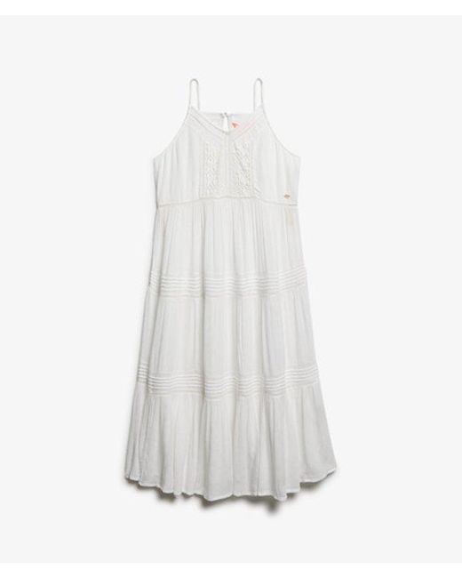 Superdry White Lace Detail Ibiza Cami Maxi Dress