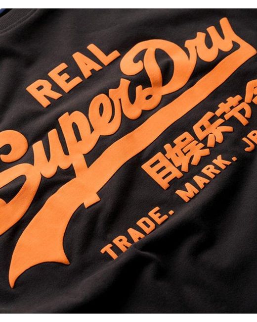 Superdry Brown Neon Vintage Logo Graphic T-Shirt for men