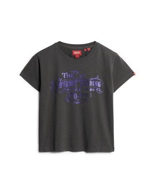 Superdry Gray Foil Workwear Fitted T-shirt