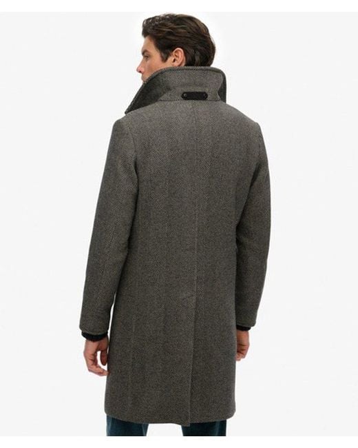 Superdry Gray The Merchant Store - Wool Blend Long Coat for men