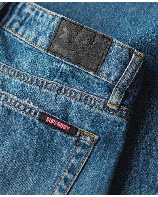 Superdry Jeans Met Uitlopende Pijpen En Onafgewerkte Zoom in het Blue