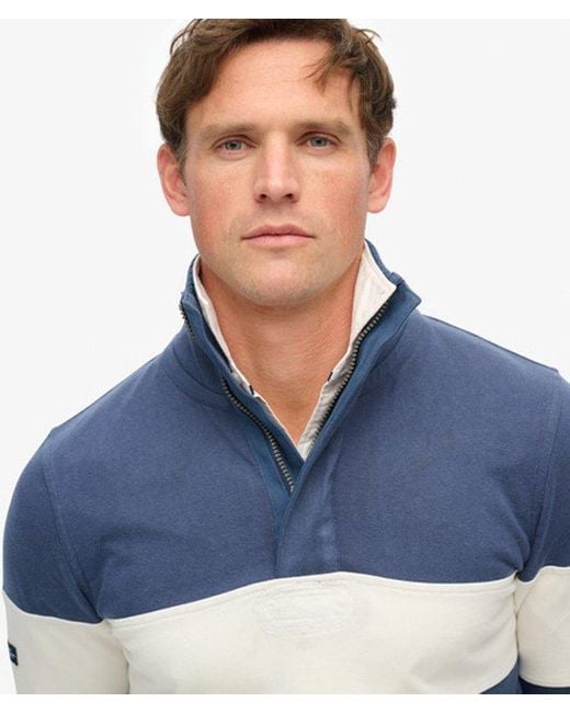 Superdry Blue & Co Classic Rugby Half Zip Top for men