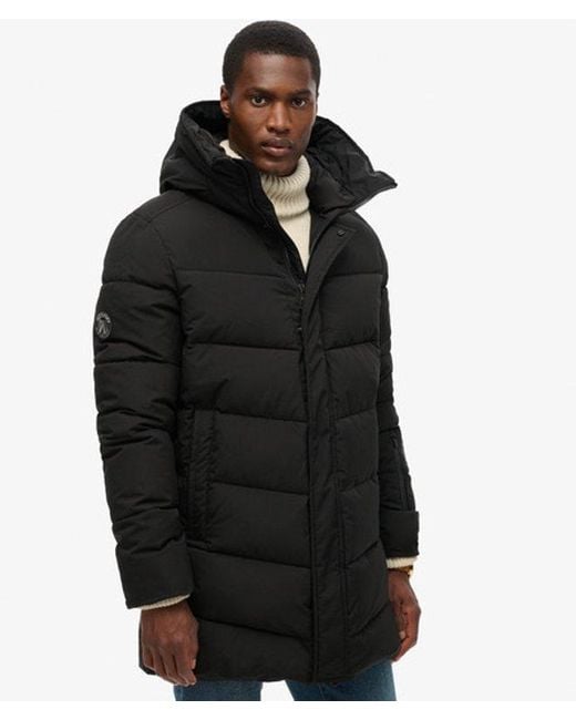 Superdry Black & Co Loose Fit Embroidered City Chevron Padded Parka Coat for men