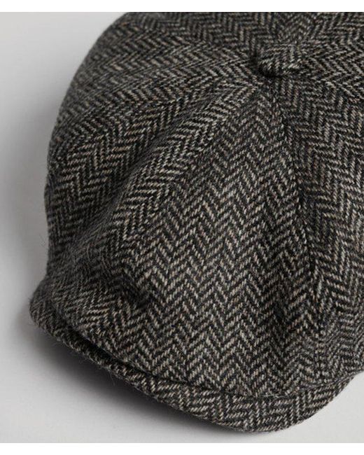 Superdry Green & Co Fully Lined Herringbone Baker Boy Cap for men