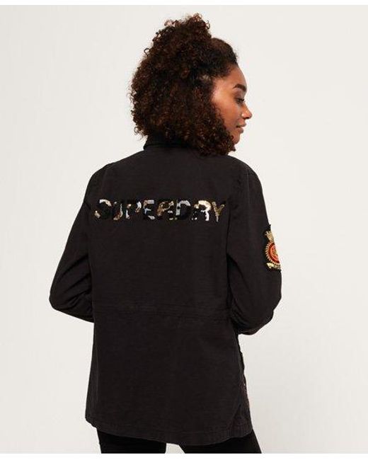 Superdry Black Rookie Army Jacket Washed