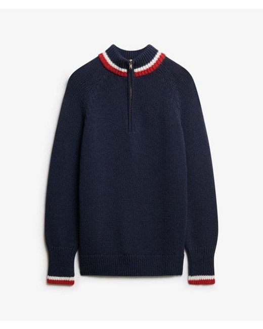 Superdry Blue & Co Tipped Half Zip Jumper