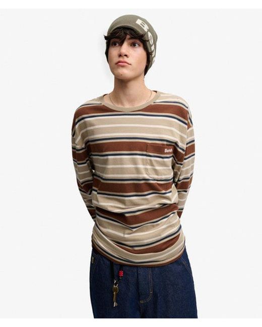 Superdry Natural Bench X & Co Bench Oversized Stripe Long Sleeve Top for men