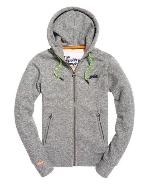 Superdry Gray Label Hyper Pop Zip Hoodie Portland Charcoal Grit for men