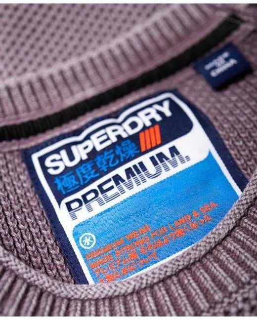 Superdry Purple Garment Dyed L.A Textured Crew Jumper Washed Lilac for men