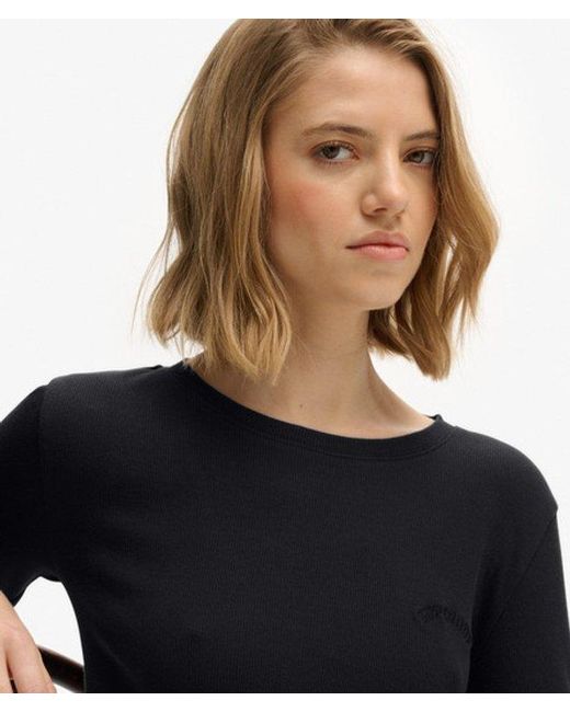 Superdry Blue & Co Athletic Essentials Logo Garment Dyed Ribbed Top
