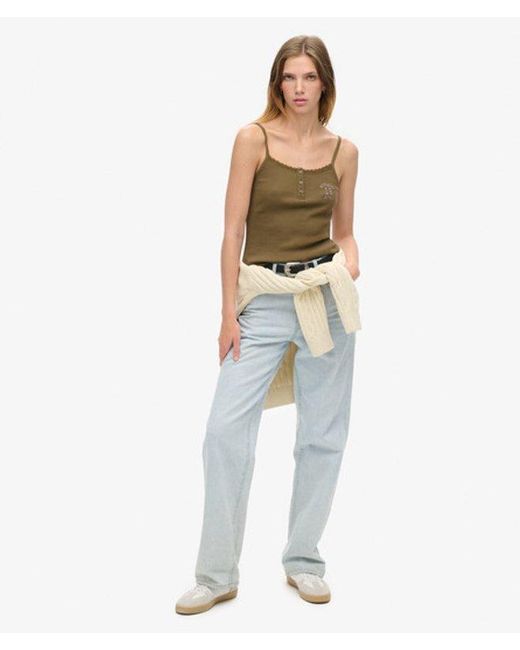 Superdry Green & Co Athletic Essentials Graphic Button Cami