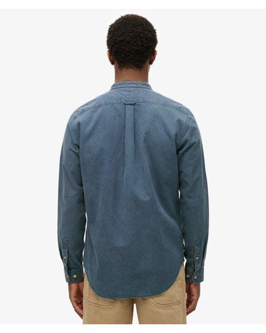 Superdry Blue & Co The Merchant Store - Indigo Henley Shirt for men
