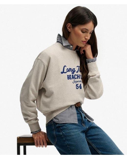 Superdry Gray & Co Beach Club Loose Crew Sweatshirt