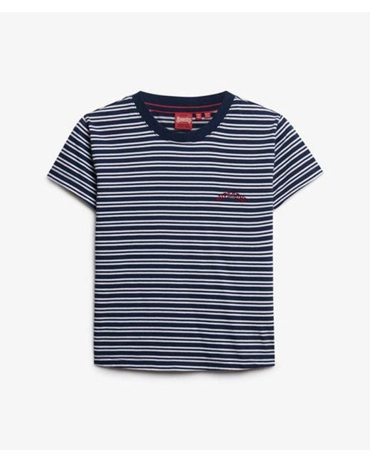 Superdry Blue & Co Essential Logo Striped Fitted T-shirt
