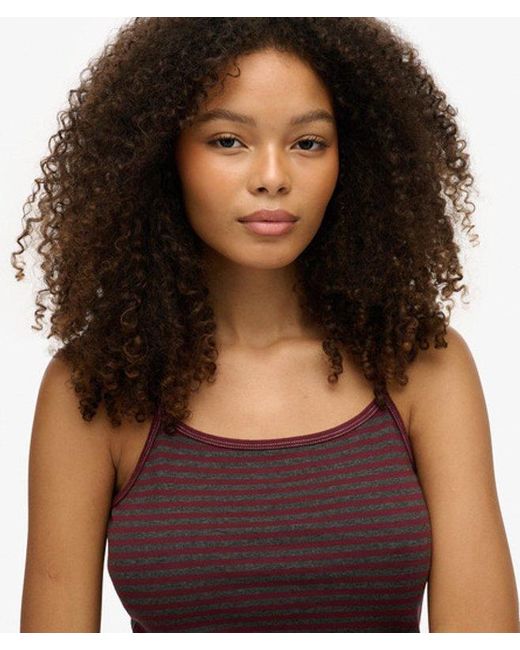Superdry Brown & Co Athletic Essentials Stripe Cami Top