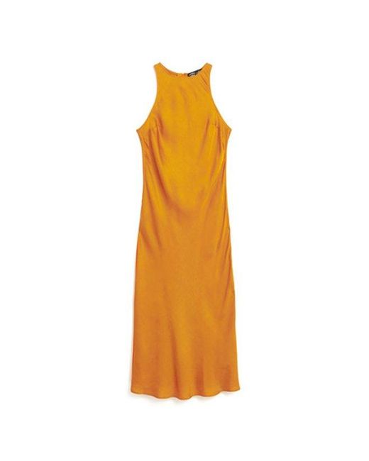 superdry orange dress womens Square Neck Jersey Midi Dress in Denver Orange