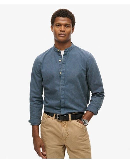 Superdry Blue & Co The Merchant Store - Indigo Henley Shirt for men