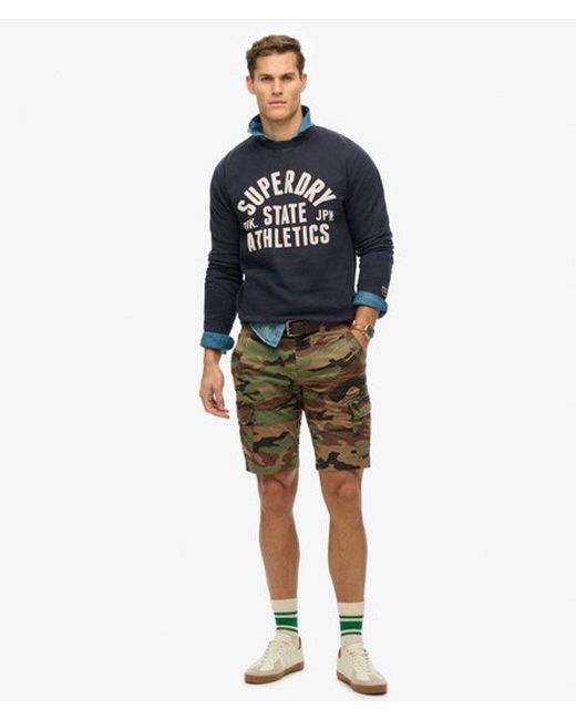 Homme Sweatshirt Athletic Essentials Col Rond Taille Superdry pour homme en coloris Blue