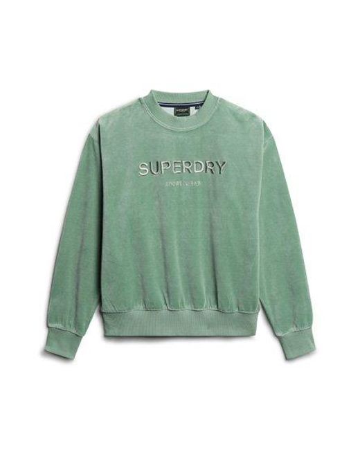 Superdry Green Velour Graphic Boxy Crew Sweatshirt
