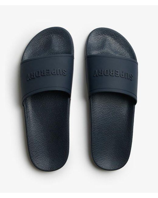 Superdry Blue Premium Graphic Pool Sliders for men