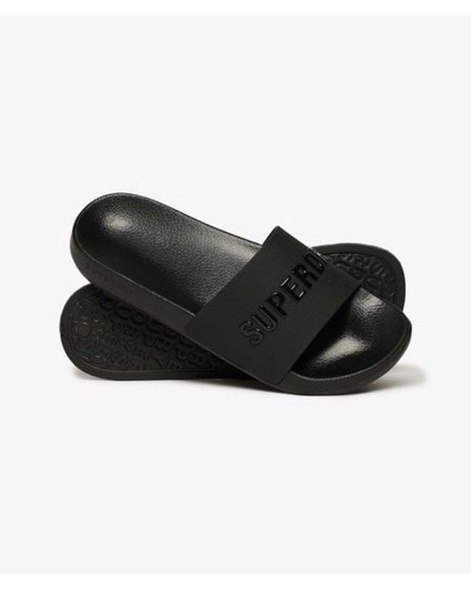 Superdry Black & Co Luxe Logo Pool Sliders