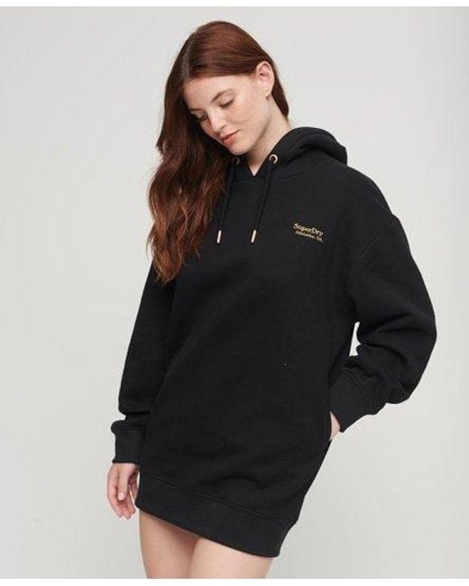 Robe sweat à capuche essential Superdry en coloris Black