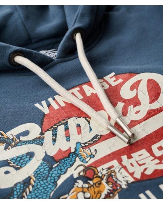 Superdry Blue & Co Graphic Print Tokyo Vintage Logo Hoodie for men