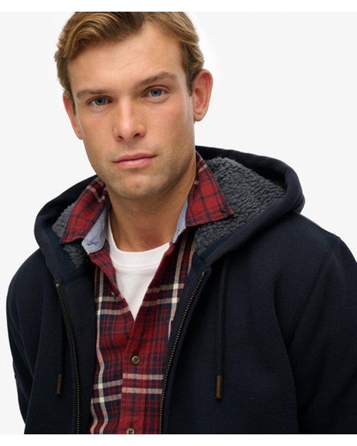 Superdry Blue & Co Borg Lined Zip Hoodie for men