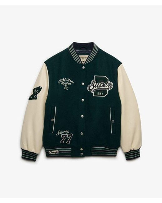 Superdry Green & Co Patched Varsity Bomber Jacket