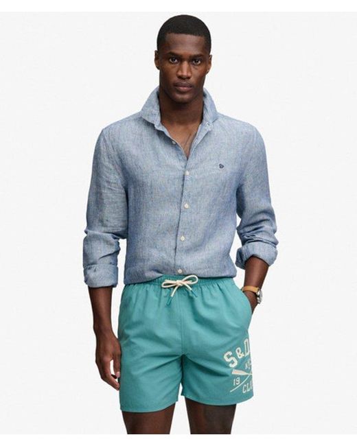 Superdry Green & Co Printed Logo 16-inch Swim Shorts for men