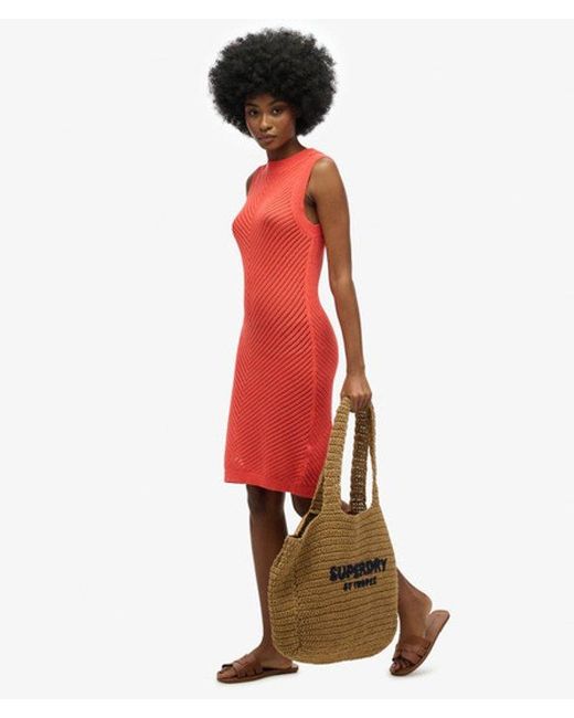 Superdry Red & Co Chevron Crochet Mini Dress