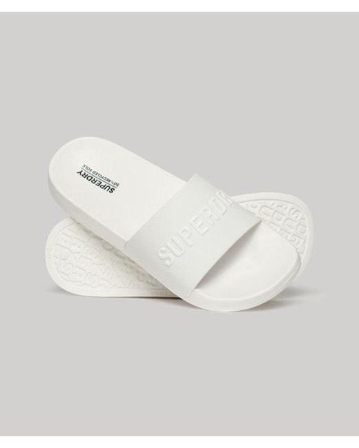 Superdry White & Co Vegan Logo Pool Sliders
