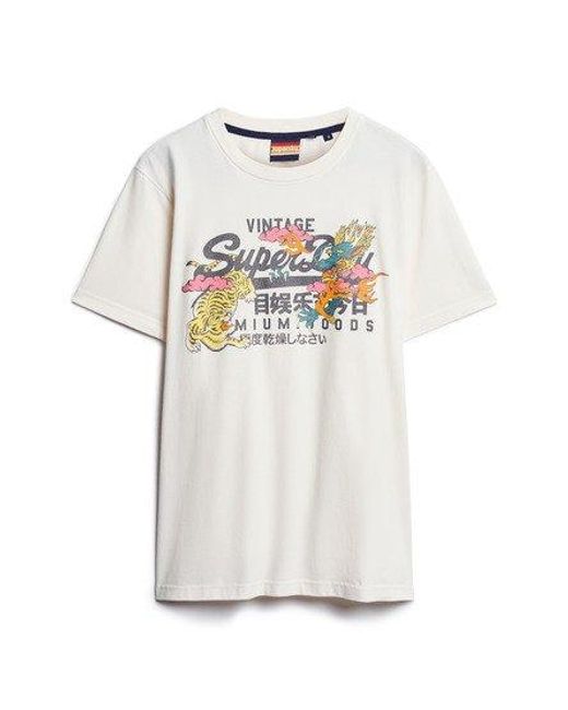 Superdry White Japanese Graphic Logo T-shirt for men