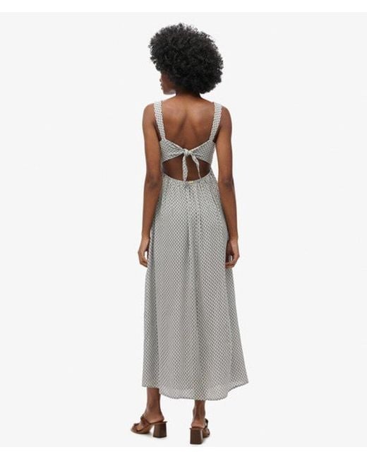 Superdry White & Co Geo Printed Tie Back Maxi Dress
