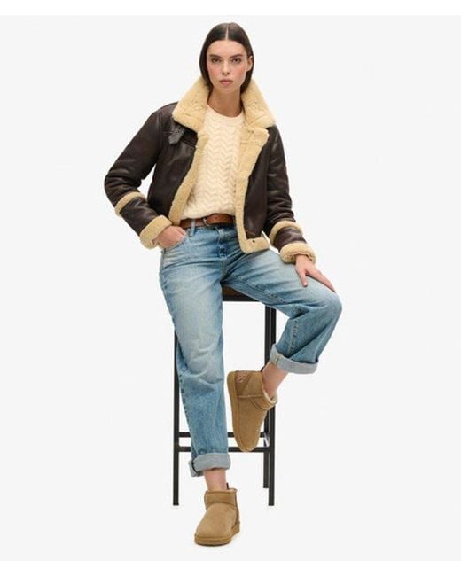 Superdry Natural & Co Suede Sherpa Mini Boots