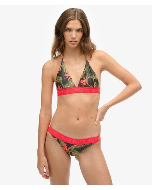Superdry Red & Co Logo Triangle Bikini Top