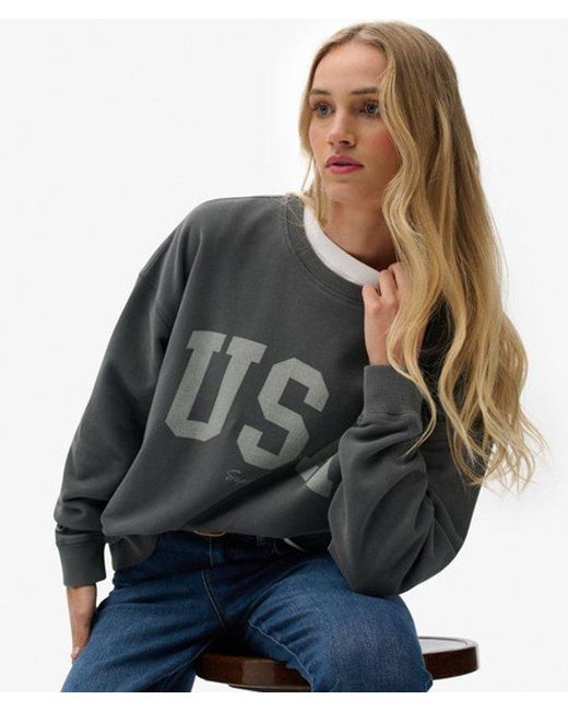 Superdry Gray & Co Athletic Essentials Relaxed Crew Sweatshirt