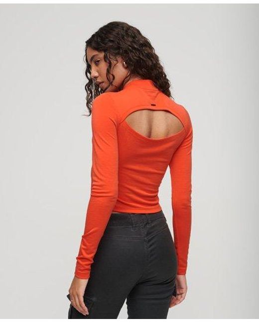 Superdry Red Long Sleeve Open Back Top