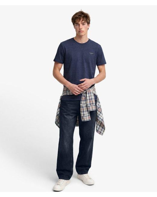 Superdry Blue & Co Essential Stacked Logo Embroidered T-shirt for men