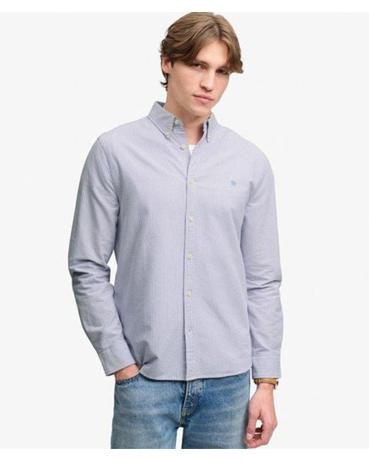 Superdry Blue Preppy Oxford Long Sleeve Shirt for men