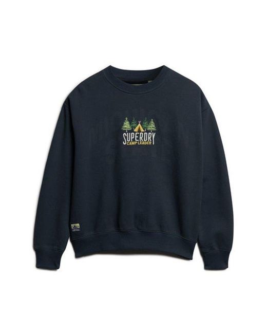 Superdry Blue Travel Souvenir Loose Crew Sweatshirt