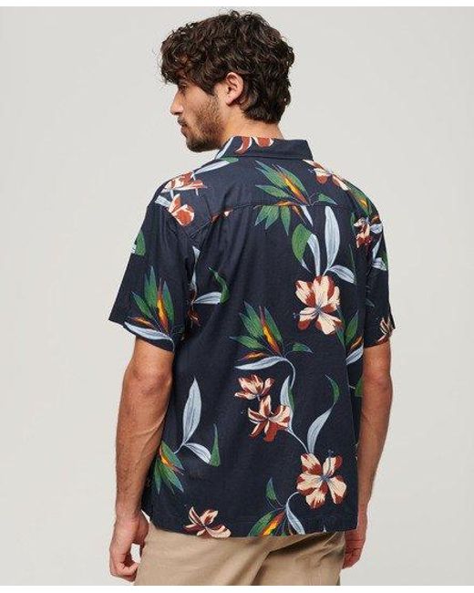 Superdry Blue Short Sleeve Hawaiian Shirt for men