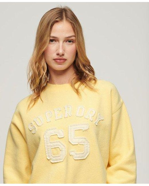 Superdry Athletic Sweatshirt Met Appliqué En Losse Pasvorm in het Yellow