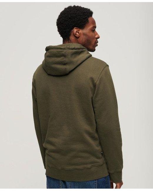Superdry Green Micro Logo Graphic Loose Hoodie for men