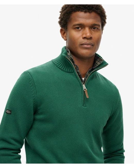 Superdry Green & Co Cotton Classics Half-zip Knitted Jumper for men