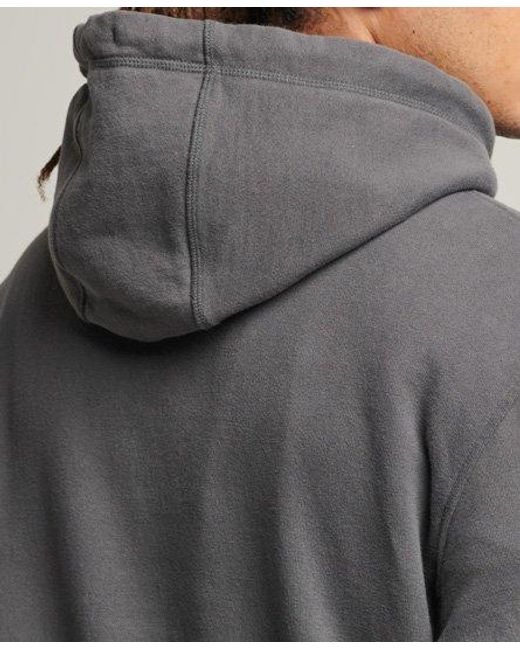 Superdry Black Core Logo Linear Loose Hoodie Charcoal for men