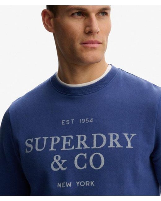 Superdry 1954 Company Relaxed Sweatshirt in het Blue voor heren