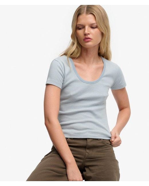 Superdry Gray & Co Athletic Essentials Striped Short Sleeve Top