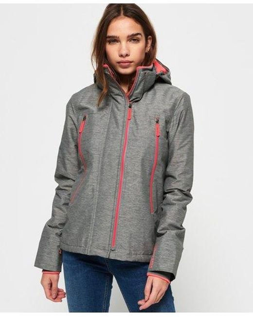 Superdry Gray Pop Zip Velocity Sd-Windcheater Jacket Mega Grit/Shock Coral