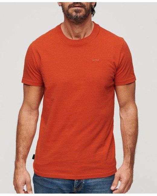 Superdry Red Organic Cotton Essential Small Logo T-shirt for men